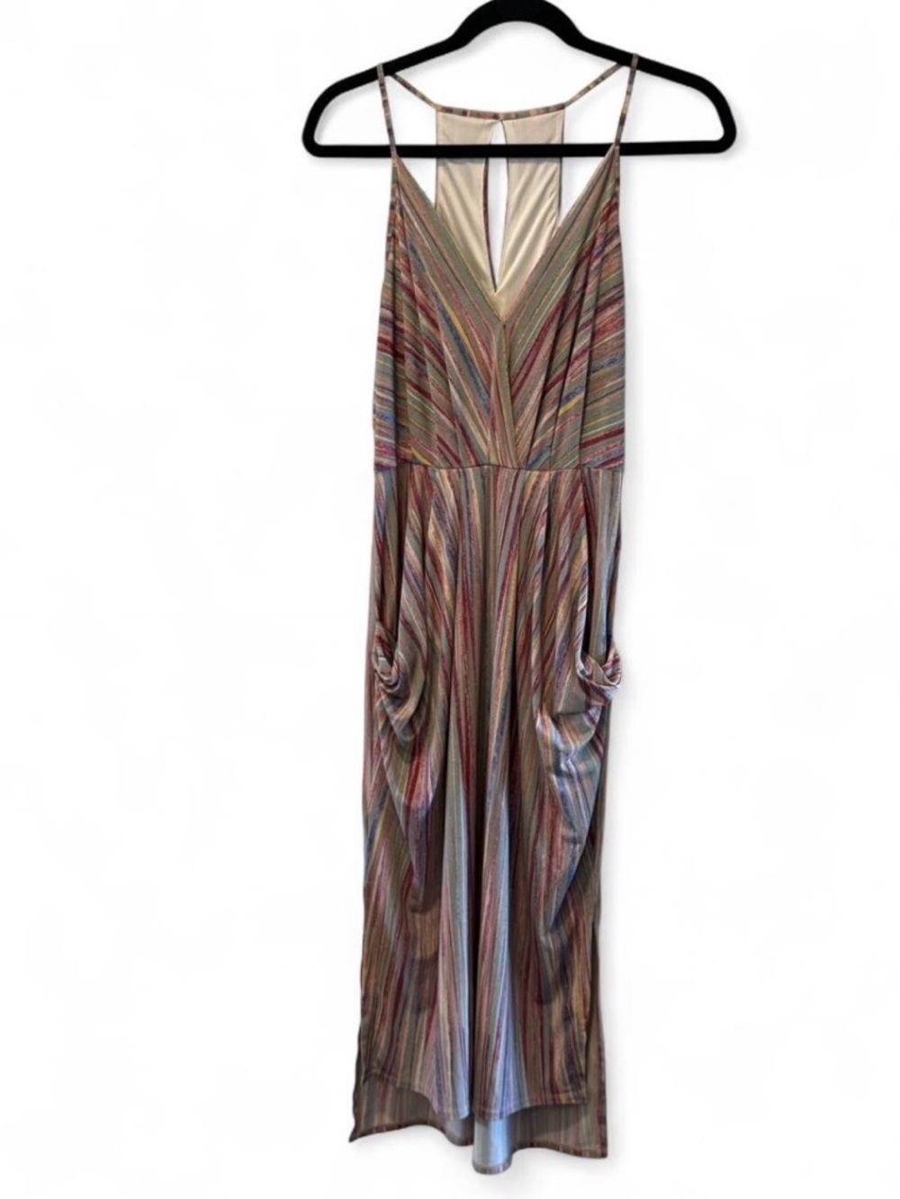 BCBGeneration Multicolor Striped Midi Dress with pockets
